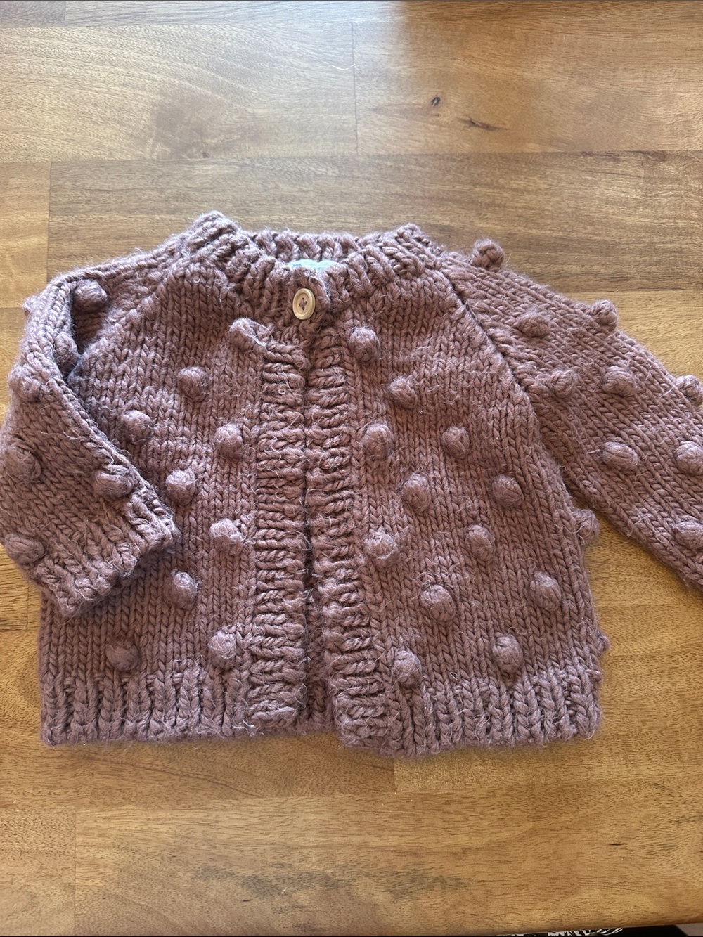Kids Knit Pom-Pom Cardigan Sweater - Dusty Rose